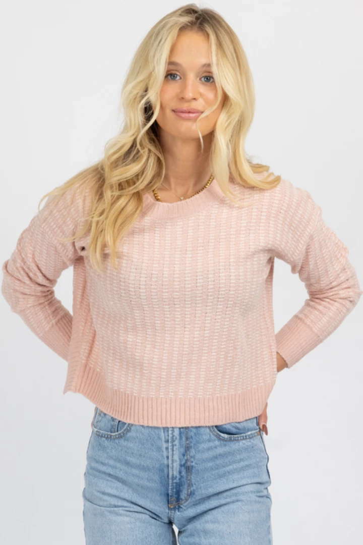 LE LIS PINK + WHITE OPEN BACK SWEATER 3 LE LIS PINK + WHITE OPEN BACK SWEATER