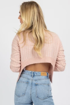 LE LIS PINK + WHITE OPEN BACK SWEATER