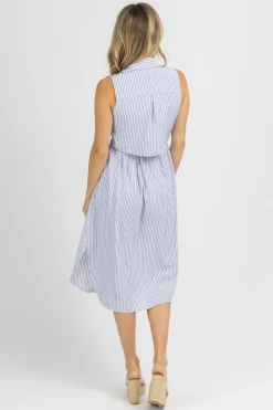 STRUT AND BOLT PINSTRIPE CHAMBRAY KNOTTED MIDI DRESS CLOTHING
