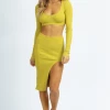 HERA COLLECTION PISTACHIO UNDERBUST RIBBED MIDI SKIRT SET