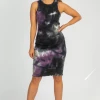 GILLI PLUM TIE DYE MIDI DRESS