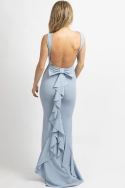 LOVELY DAY BLUE BOW BACK MAXI DRESS
