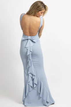 LOVELY DAY BLUE BOW BACK MAXI DRESS