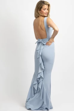 LOVELY DAY BLUE BOW BACK MAXI DRESS