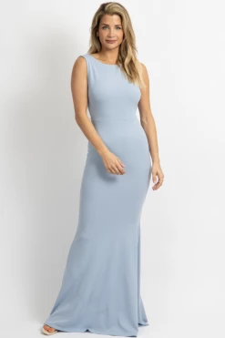 LOVELY DAY BLUE BOW BACK MAXI DRESS