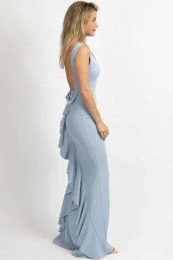 LOVELY DAY BLUE BOW BACK MAXI DRESS