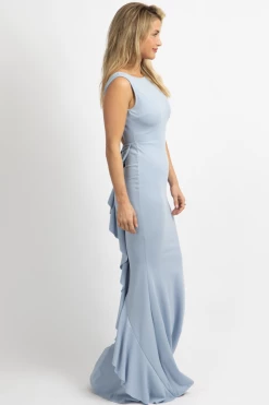 LOVELY DAY BLUE BOW BACK MAXI DRESS