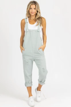 LEVEE POWDER BLUE DISTRESSED RELAXED OVERALL *BACK IN STOCK* BEST SELLERS
