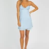 ONE AND ONLY NEW ARRIVALS POWDER BLUE SATIN MINI DRESS