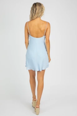 ONE AND ONLY NEW ARRIVALS POWDER BLUE SATIN MINI DRESS