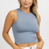 DYNAMIC FASHION POWDER BLUE SEAMLESS MUSCLE CROP TANK *RESTOCK COMING SOON* NEW ARRIVALS