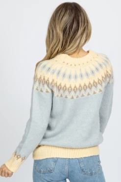 FORE COLLECTION POWDER BLUE + CREAM PATTERNED SWEATER NEW ARRIVALS