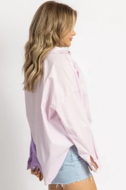 MIMOSA LILAC COLORBLOCK RELAXED BUTTON DOWN 11 MIMOSA LILAC COLORBLOCK RELAXED BUTTON DOWN