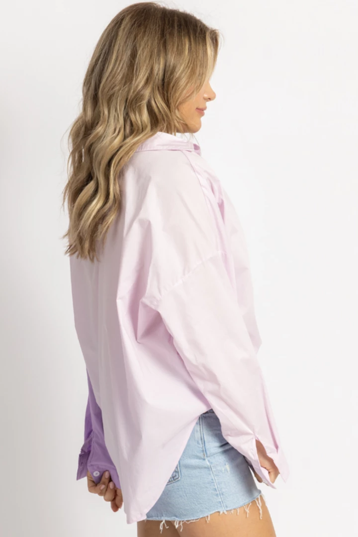 MIMOSA LILAC COLORBLOCK RELAXED BUTTON DOWN 5 MIMOSA LILAC COLORBLOCK RELAXED BUTTON DOWN
