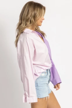 MIMOSA LILAC COLORBLOCK RELAXED BUTTON DOWN 12 MIMOSA LILAC COLORBLOCK RELAXED BUTTON DOWN