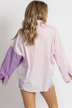 MIMOSA LILAC COLORBLOCK RELAXED BUTTON DOWN 13 MIMOSA LILAC COLORBLOCK RELAXED BUTTON DOWN