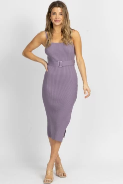 ENDLESS BLU NEW ARRIVALS PURPLE BELTED KNIT MIDI DRESS 11 ENDLESS BLU NEW ARRIVALS PURPLE BELTED KNIT MIDI DRESS