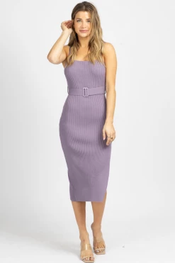 ENDLESS BLU NEW ARRIVALS PURPLE BELTED KNIT MIDI DRESS 10 ENDLESS BLU NEW ARRIVALS PURPLE BELTED KNIT MIDI DRESS