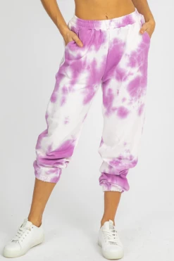 TREND NOTES PURPLE TIE DYE FRENCH TERRY JOGGERS CLOTHING