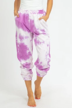 TREND NOTES PURPLE TIE DYE FRENCH TERRY JOGGERS CLOTHING