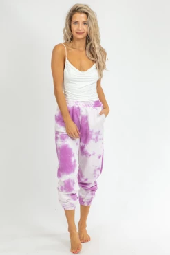 TREND NOTES PURPLE TIE DYE FRENCH TERRY JOGGERS CLOTHING