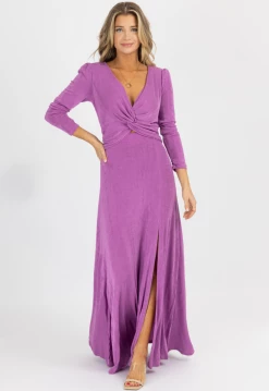 FATE BY LFD PURPLE ROSE LONG SLEEVE TWISTED MAXI DRESS NEW ARRIVALS