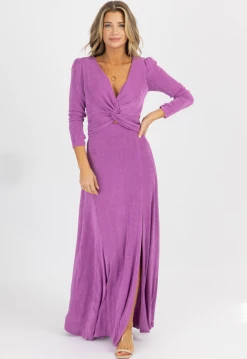 FATE BY LFD PURPLE ROSE LONG SLEEVE TWISTED MAXI DRESS NEW ARRIVALS