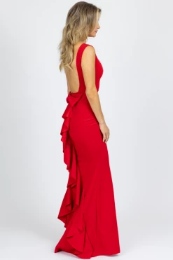LOVELY DAY NEW ARRIVALS RED BOW BACK MAXI DRESS *BACK IN STOCK*