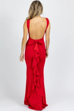 LOVELY DAY NEW ARRIVALS RED BOW BACK MAXI DRESS *BACK IN STOCK*