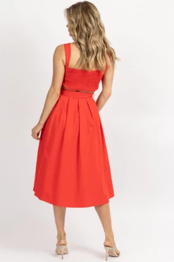 MABLE RED RIBBON CROP + FLARED SKIRT SET