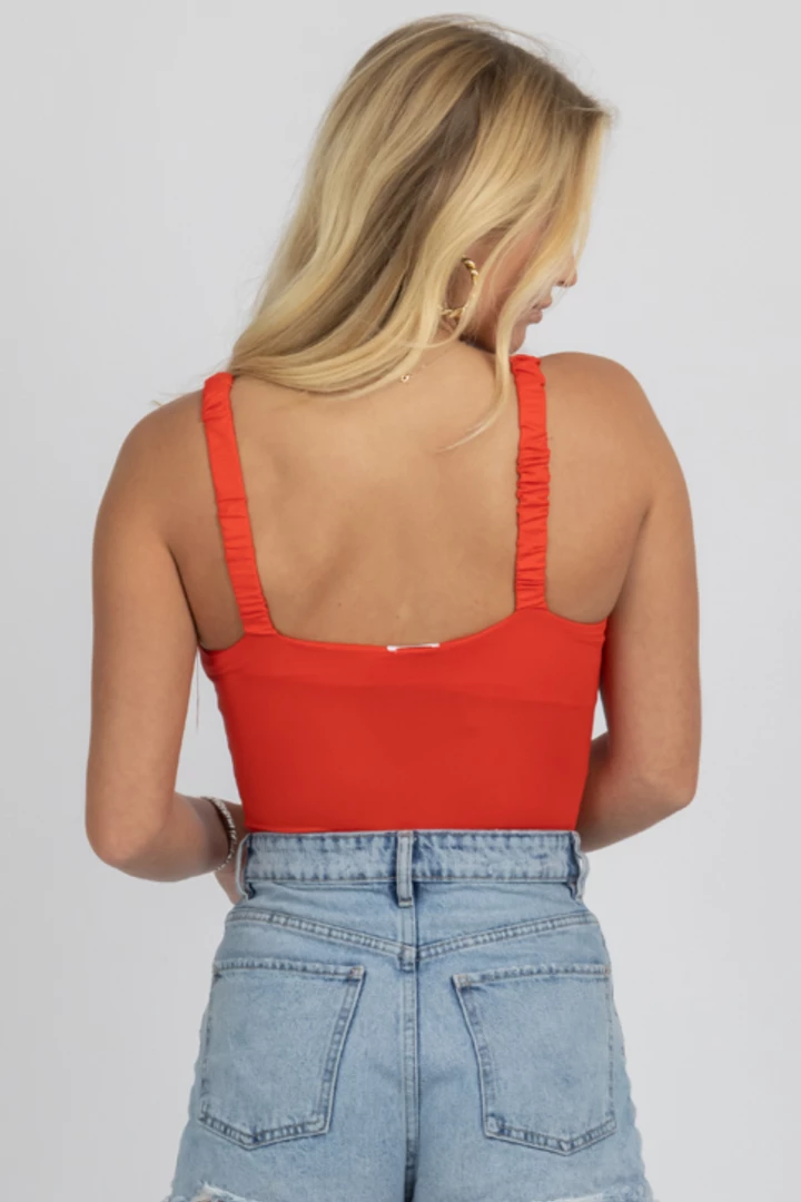 LE LIS RED RIBBED ELASTIC STRAP BODYSUIT NEW ARRIVALS 6 LE LIS RED RIBBED ELASTIC STRAP BODYSUIT NEW ARRIVALS