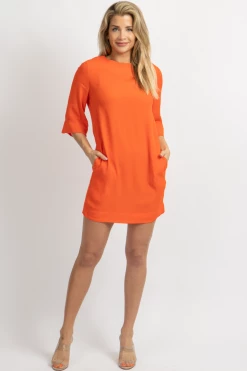 OLIVACEOUS RED ORANGE POCKET TUNIC DRESS NEW ARRIVALS 11 OLIVACEOUS RED ORANGE POCKET TUNIC DRESS NEW ARRIVALS
