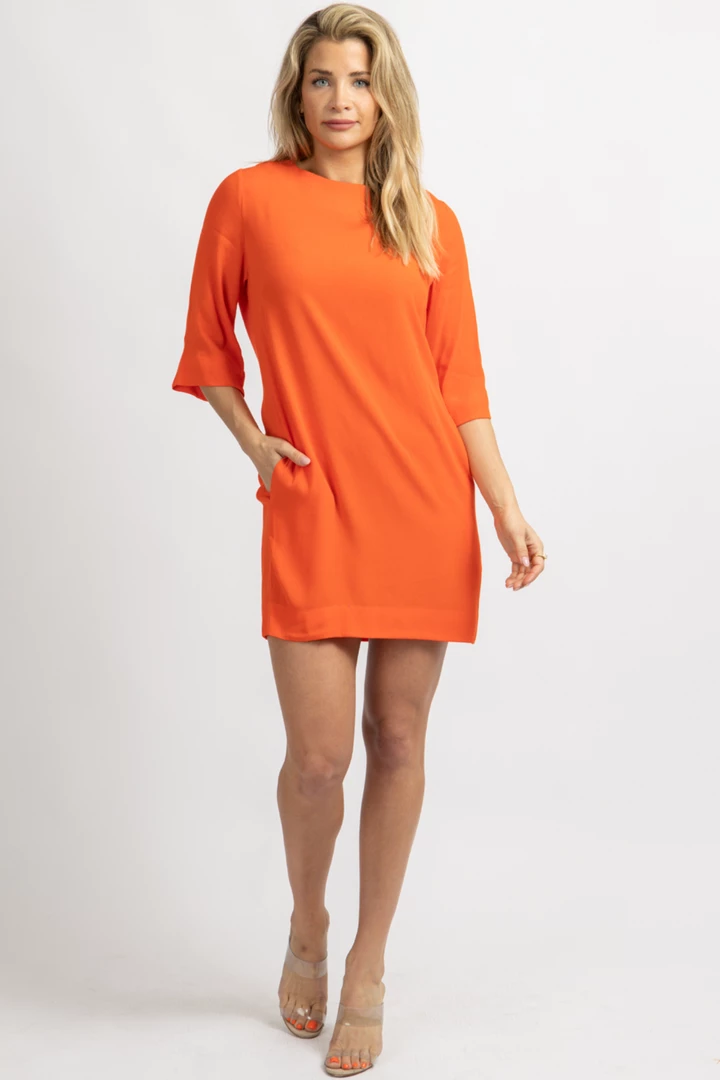OLIVACEOUS RED ORANGE POCKET TUNIC DRESS NEW ARRIVALS 1 OLIVACEOUS RED ORANGE POCKET TUNIC DRESS NEW ARRIVALS