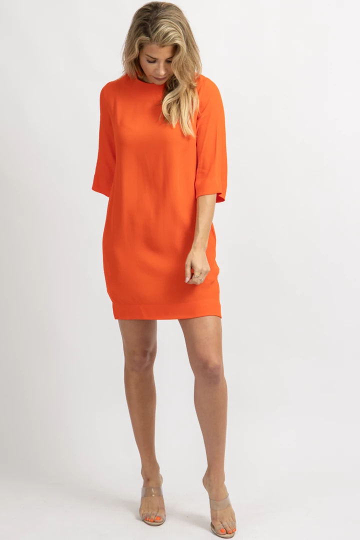 OLIVACEOUS RED ORANGE POCKET TUNIC DRESS NEW ARRIVALS 5 OLIVACEOUS RED ORANGE POCKET TUNIC DRESS NEW ARRIVALS
