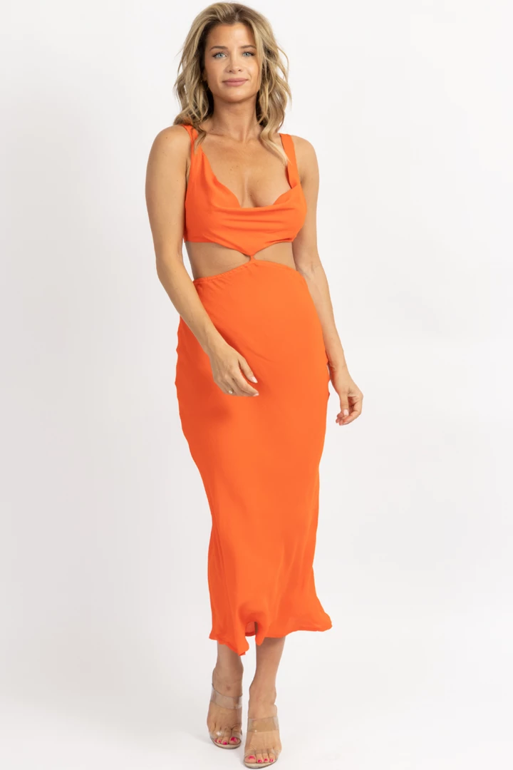 OLIVACEOUS NEW ARRIVALS ORANGE BACK TIE SLEEVELESS MIDI DRESS 1 OLIVACEOUS NEW ARRIVALS ORANGE BACK TIE SLEEVELESS MIDI DRESS