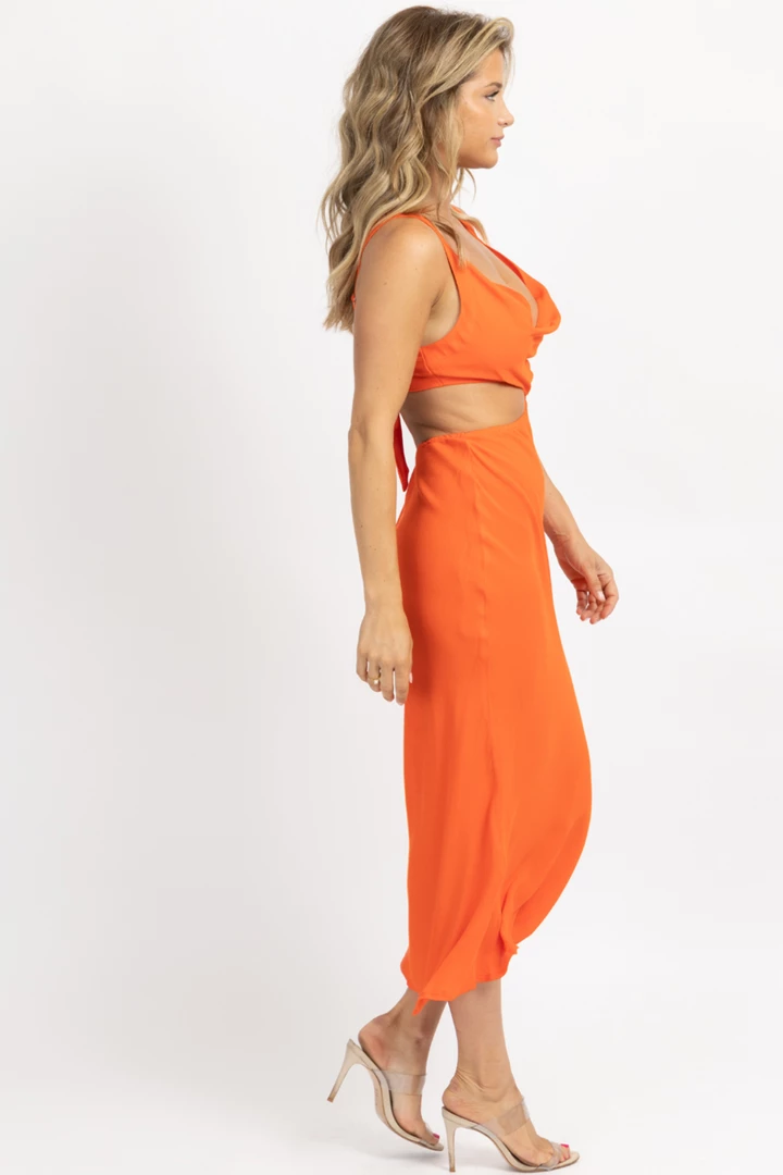 OLIVACEOUS NEW ARRIVALS ORANGE BACK TIE SLEEVELESS MIDI DRESS 7 OLIVACEOUS NEW ARRIVALS ORANGE BACK TIE SLEEVELESS MIDI DRESS