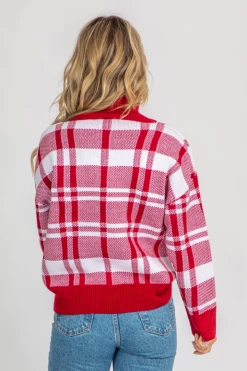 SWEET GENERIS RED PLAID TURTLENECK KNIT BEST SELLERS