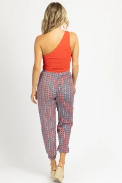 OLIVACEOUS RED + NAVY STRIPED JOGGERS