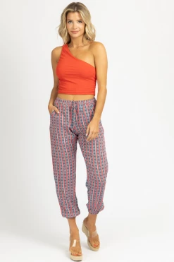 OLIVACEOUS RED + NAVY STRIPED JOGGERS