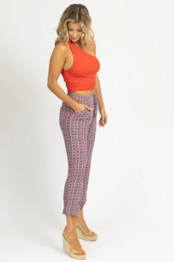 OLIVACEOUS RED + NAVY STRIPED JOGGERS