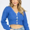 PAPERMOON NEW ARRIVALS ROYAL BLUE CROPPED CARDIGAN SWEATER