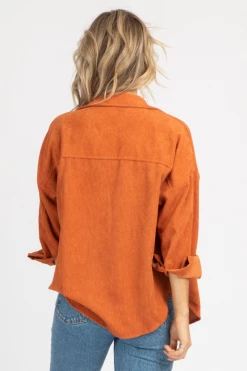 THE FREE YOGA RUST CORDUROY SHIRT JACKET
