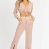 ENDLESS BLU NEW ARRIVALS TERRACOTTA TIE CROP + FRONT SLIT PANT SET