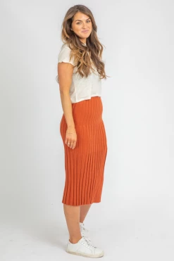 SKYLAR + MADISON CLOTHING SUGAR ALMOND SLIT KNIT MIDI