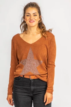 VENTI6 COGNAC STAR ELBOW SHIMMER KNIT BEST SELLERS 7 VENTI6 COGNAC STAR ELBOW SHIMMER KNIT BEST SELLERS