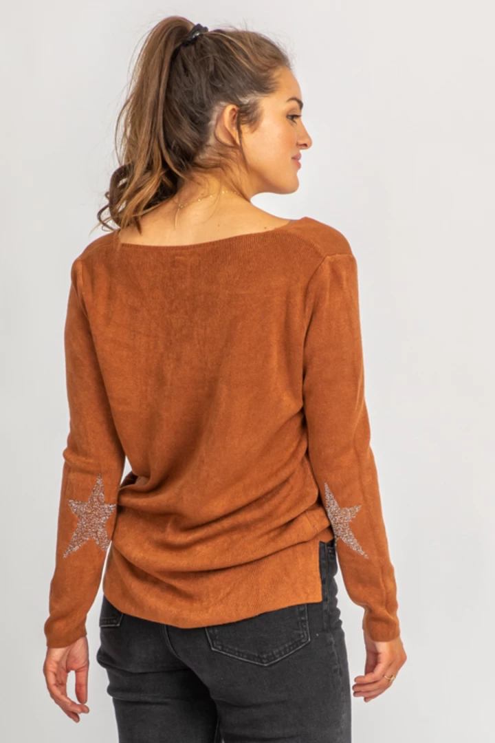 VENTI6 COGNAC STAR ELBOW SHIMMER KNIT BEST SELLERS 2 VENTI6 COGNAC STAR ELBOW SHIMMER KNIT BEST SELLERS