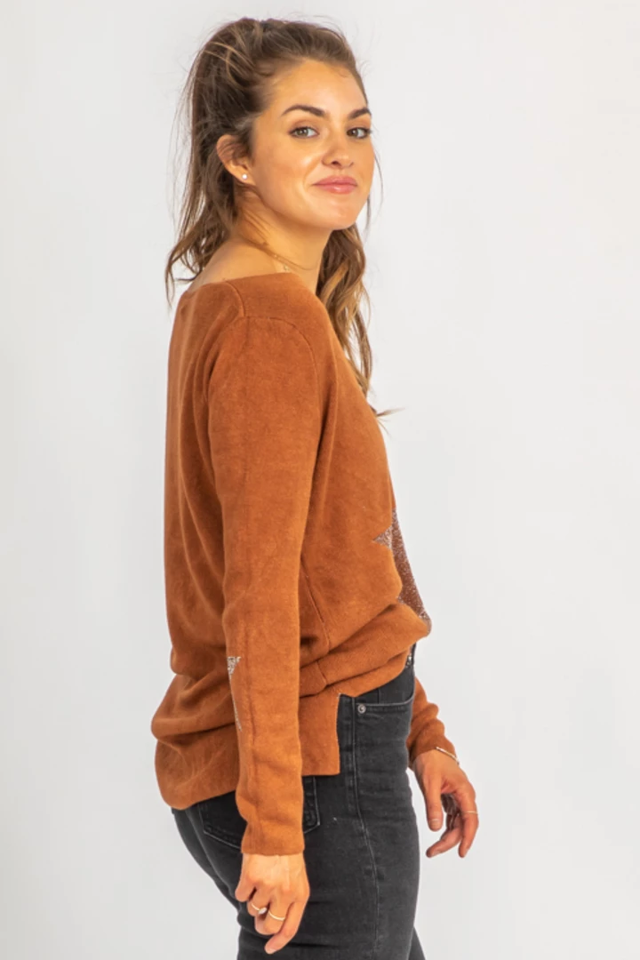 VENTI6 COGNAC STAR ELBOW SHIMMER KNIT BEST SELLERS 5 VENTI6 COGNAC STAR ELBOW SHIMMER KNIT BEST SELLERS