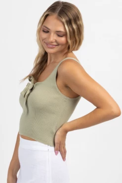PROMESA SAGE BOW BLISS KNIT RIBBED TANK NEW ARRIVALS
