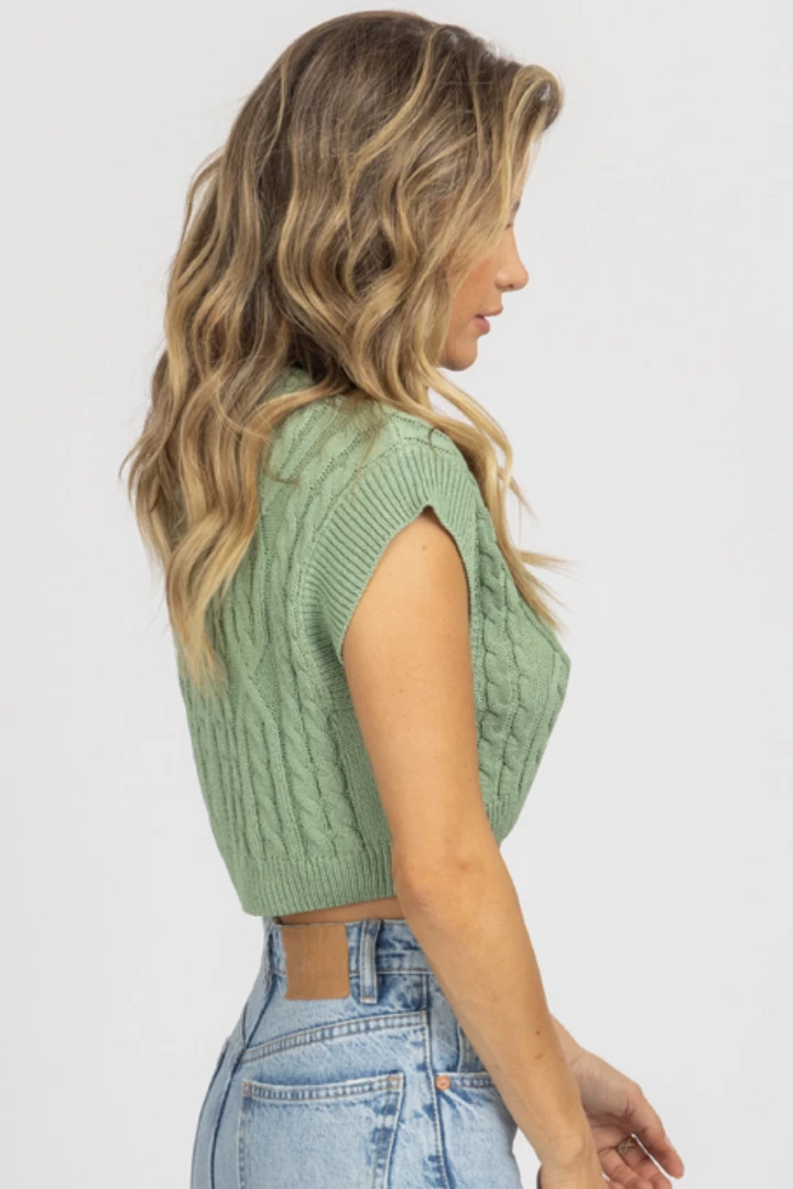 MIMOSA SAGE CABLEKNIT NORA CROP TANK NEW ARRIVALS 6 MIMOSA SAGE CABLEKNIT NORA CROP TANK NEW ARRIVALS