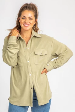 BAILEY ROSE CLOTHING SAGE FLEECE SHIRT JACKET